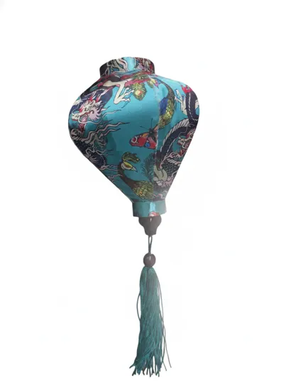 Small turquoise lantern (dragon and phoenix)